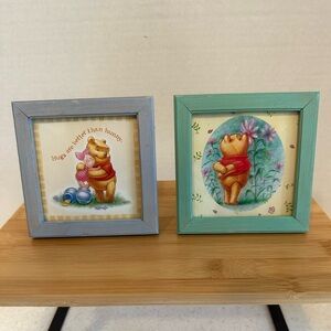 Disney Winnie the Pooh Framed Art Set. Simply Pooh! Blue & Green Frames.
